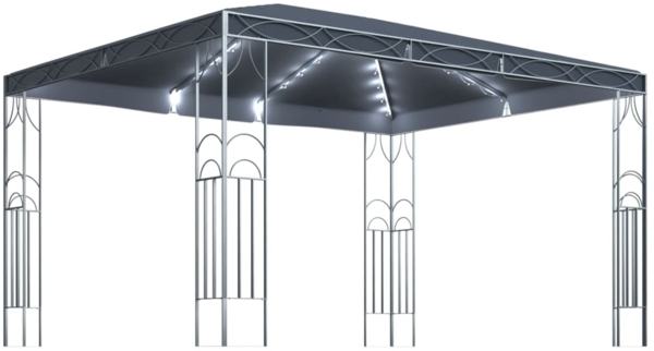 vidaXL Pavillon mit LED-Lichterkette, Polyester Anthrazit, 400x300 cm