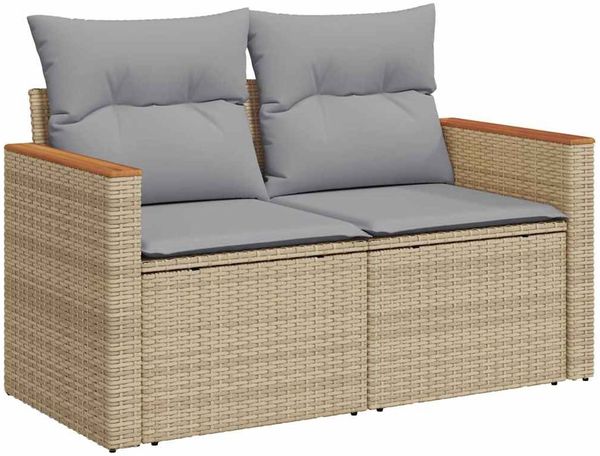 vidaXL Gartensofa-set mit Kissen mit Speicher 12 pcs Beige Poly Rattan 3365037 Bild 6