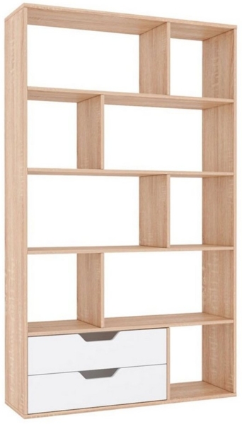 Bücherregal Roberto Raumteiler 110x32x185cm Sonoma Eiche weiß