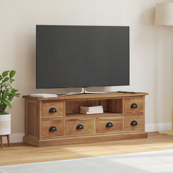 vidaXL TV-Ständer Natur 110 x 30 x 40 cm Massivholz Teak 42017955
