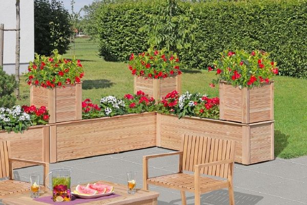 Gartenpirat Blumenkasten "Astrantia" Pflanzkastensystem Lärchenholz massiv Naturholz, 4 Größen:38×38-134×38cm(T=39cm), NaturHolz, Wandprofil20×120