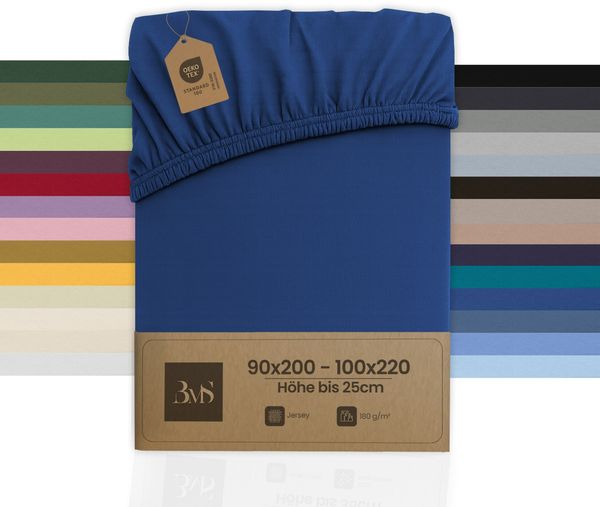 Jersey Spannbettlaken königsblau 90x200 - 100x220 cm Höhe bis 25cm