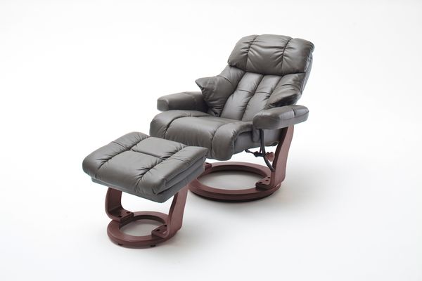 Relaxsessel Calgary XXL braun Leder mit Hocker/ Natur Bild 3