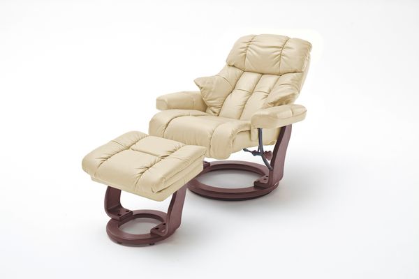 Relaxsessel Calgary XXL braun Leder mit Hocker/ Natur Bild 14
