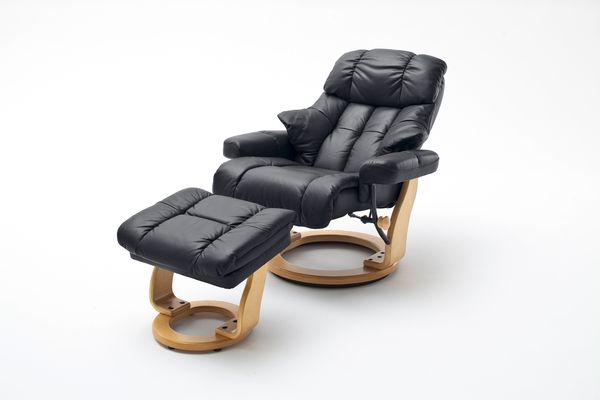 Relaxsessel Calgary XXL braun Leder mit Hocker/ Natur Bild 7