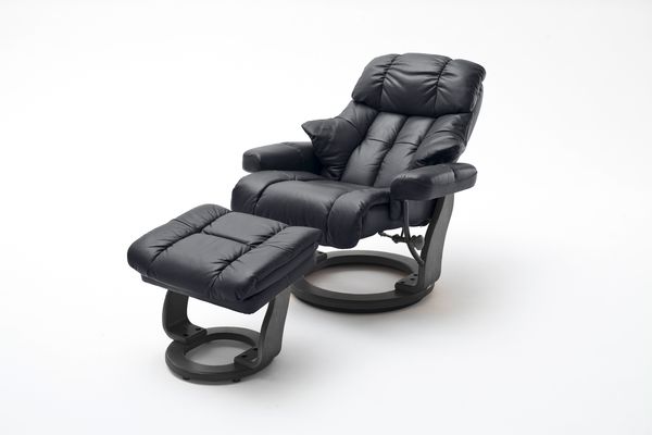 Relaxsessel Calgary XXL braun Leder mit Hocker/ Natur Bild 5