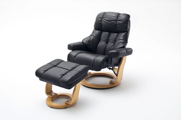 Relaxsessel Calgary XXL braun Leder mit Hocker/ Natur Bild 8