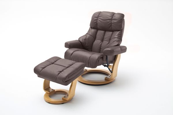 Relaxsessel Calgary XXL braun Leder mit Hocker/ Natur Bild 16