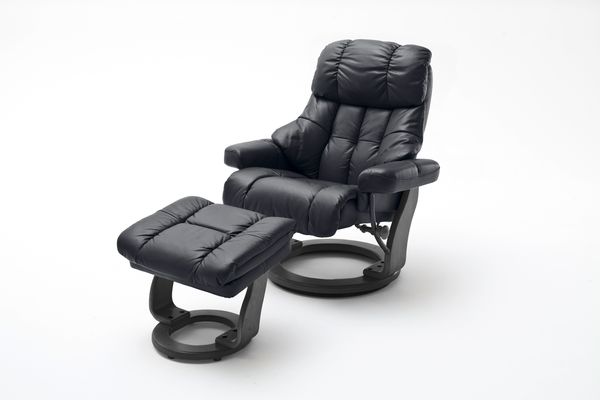 Relaxsessel Calgary XXL braun Leder mit Hocker/ Natur Bild 6