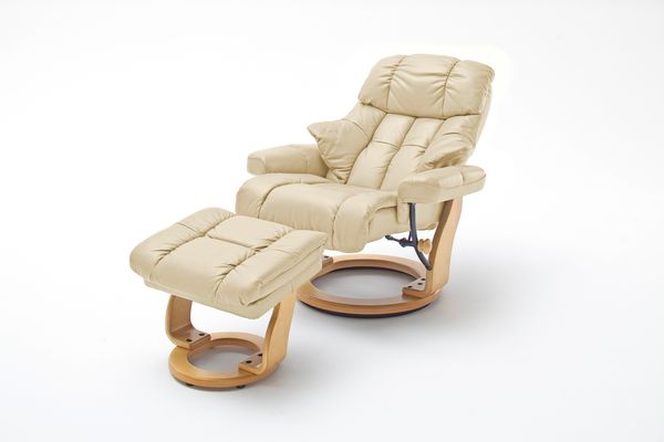 Relaxsessel Calgary XXL braun Leder mit Hocker/ Natur Bild 11