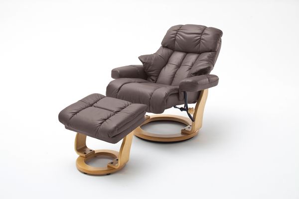 Relaxsessel Calgary XXL braun Leder mit Hocker/ Natur Bild 15