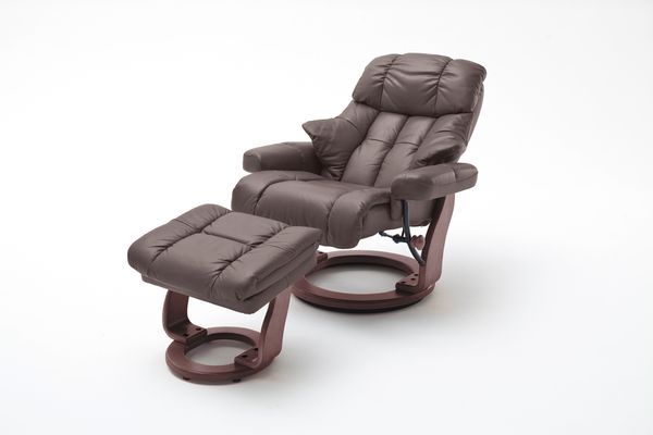 Relaxsessel Calgary XXL braun Leder mit Hocker/ Natur Bild 17