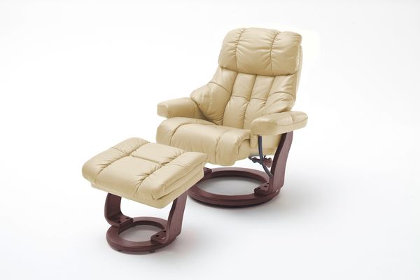 Relaxsessel Calgary XXL braun Leder mit Hocker/ Natur Bild 13