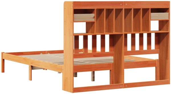 vidaXL Massivholzbett mit Regal ohne Matratze Wachsbraun 160x200 cm 3321646 Bild 8