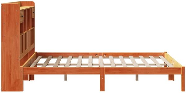 vidaXL Massivholzbett mit Regal ohne Matratze Wachsbraun 160x200 cm 3321646 Bild 7