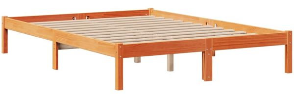 vidaXL Massivholzbett mit Regal ohne Matratze Wachsbraun 160x200 cm 3321646 Bild 5