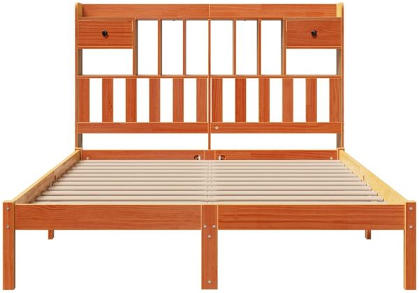 vidaXL Massivholzbett mit Regal ohne Matratze Wachsbraun 160x200 cm 3321646 Bild 4
