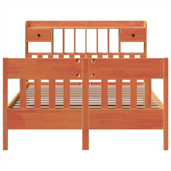 vidaXL Massivholzbett ohne Matratze Wachsbraun 140x190 cm Kiefernholz 3323274 Bild 4