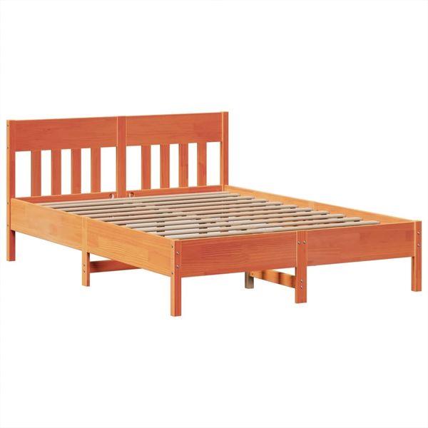 vidaXL Massivholzbett ohne Matratze Wachsbraun 140x190 cm Kiefernholz 3323274 Bild 5