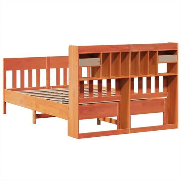 vidaXL Massivholzbett ohne Matratze Wachsbraun 140x190 cm Kiefernholz 3323274 Bild 8