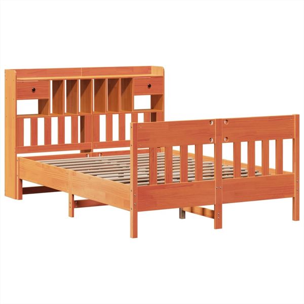 vidaXL Massivholzbett ohne Matratze Wachsbraun 140x190 cm Kiefernholz 3323274 Bild 3