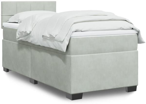 vidaXL Boxspringbett mit Matratze Hellgrau 90x190 cm Samt 3288498