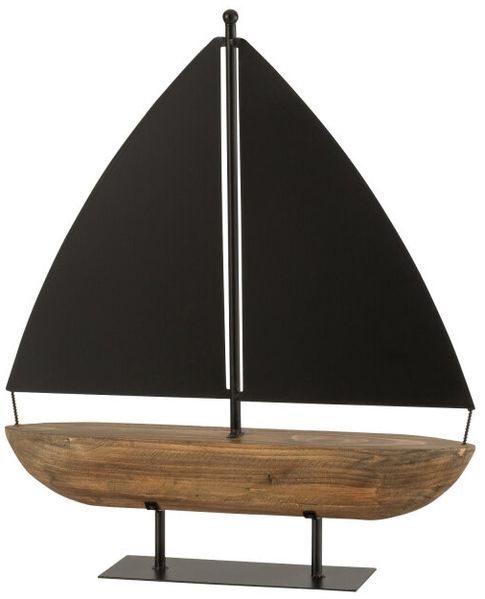 Segelboot Holz / Metall, Schwarz / Braun