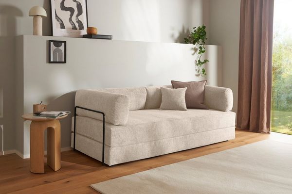 homsy by Ana Johnson Schlafsofa Folda Dauerschläfer, B: 206 cm, Liegefl. 181x198 cm, mit Bett-/Schlaffunktion, inkl. 1x Zierkissen, Tonnentaschenfederkern