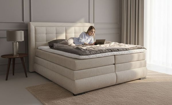 OTTO home Boxspringbett MIVVA inkl. Bettkasten & Topper, Komfortliegehöhe: 67cm, Breite: 180cm, in H3, H4 oder Hmix H3/H4, wahlweise mit oder ohne LED-Leuchten