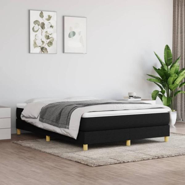 vidaXL Boxspringbett mit Matratze Schwarz 140x190 cm Stoff 3144169