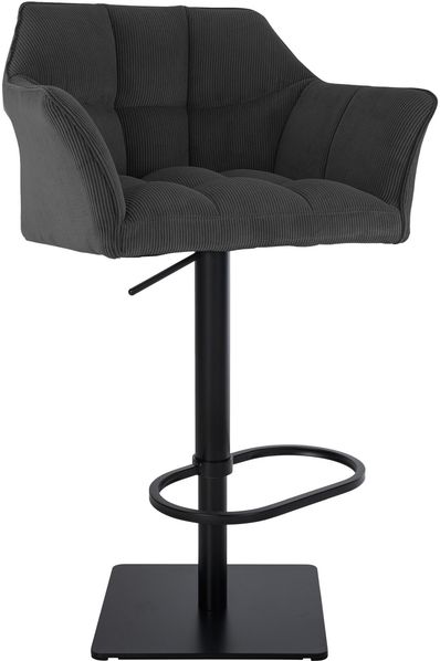 Barhocker SIHAR - Cord Dunkelgrau 64x45x88 cm Schwarz | Barstuhl Mit Lehne Tresenhocker Tresenstuhl Kneipenhocker Kneipenstuhl