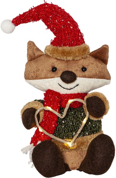 LED Stofftier Joylight Weihnachts-Fuchs mit LED Herz H 21cm