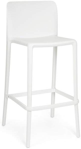 Barhocker Sirol 4er-Set aus Kunststoff, modernes Design, Weiß, UV-beständig, mit Fußstütze
