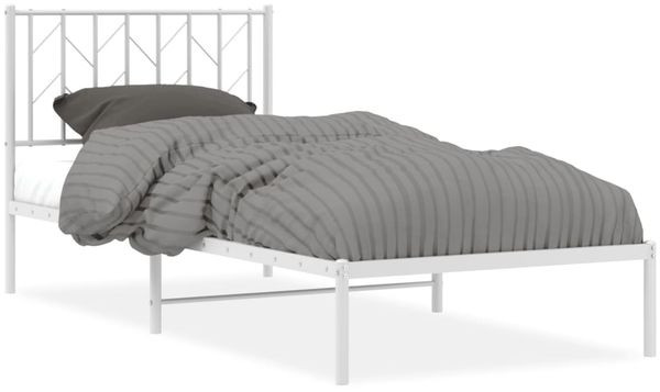 Einzelbettgestell Design für Erwachsene mit Kopfteil Metall Weiß 90x190 cm d2994e