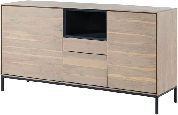Sideboard Akazie 160x45x85 grau-weiß geölt CHICAGO #04
