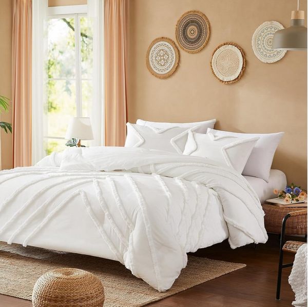 ibettertec Bettwäsche Bettwäsche Getuftet Boho 135x200cm,200x200cm,Stickerei Shabby Chic, Weiche Bettbezug Deckenbezug mit Reißverschluss,Kissenbezug 80x80cm