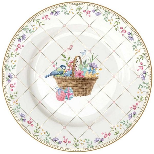 EasyLife Kuchenteller Spring Bloom, Spülmaschinengeeignet, Mehrfarbig, Hasen & Blumenkörbe, H: 2cm
