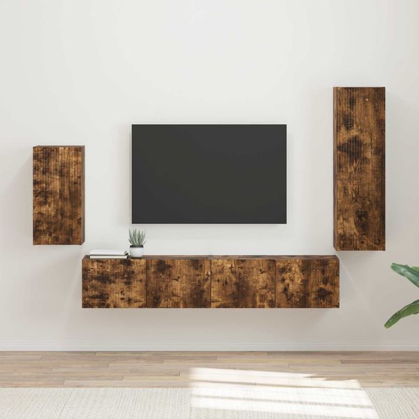 vidaXL TV-Schrankset 4 pcs Geräucherte Eiche Holzwerkstoff 3409011
