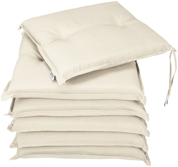 Deuba Stuhlauflagen 6er Set wasserabweisend Creme