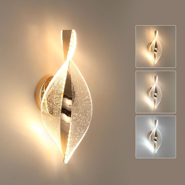 Comely LED Wandleuchten Innen Sternenlicht-Edition, 3 Farbtemperatur Gold 12W 2000LM Wandlampe Innen LED für Schlafzimmer, Wohnzimmer, Flur, 3000K/4500K/6500K