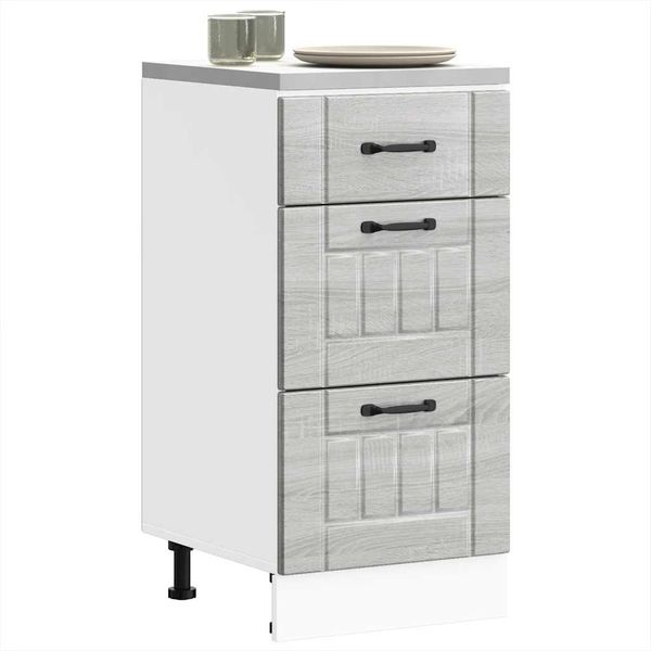 Küchen-Unterschrank, Küchenschrank Lucca Grau Sonoma Holzwerkstoff