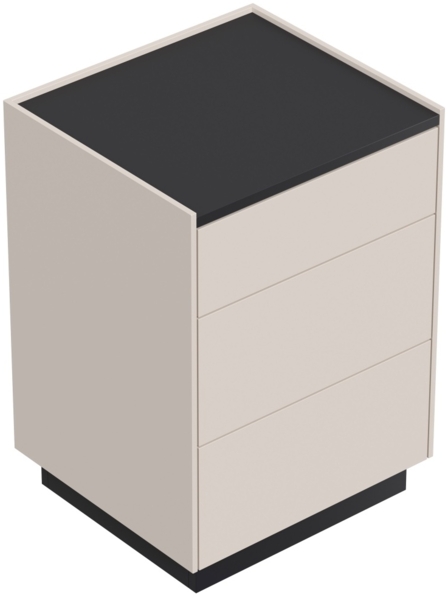 Nachttisch Lux M 50cm, 3 Pushauszüge lackiert Creme Grafit für Boxspringbett : Creme / Grafit