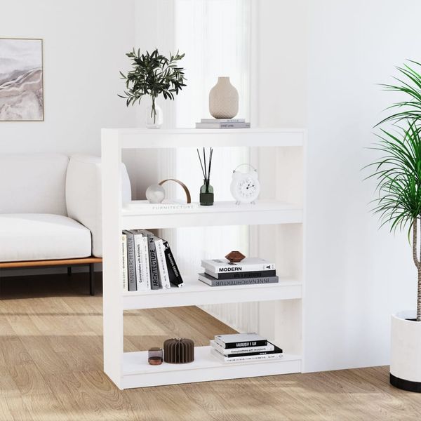vidaXL Bücherregal/Raumteiler Weiß 80x30x103,5 cm Massivholz Kiefer 808189