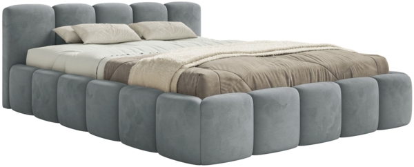 Selsey 'Cloudy Low' Polsterbett 200x200 cm, mit Bettkasten, wasserabweisender Samt, Grau