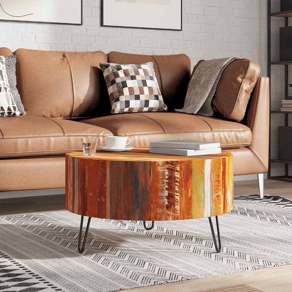 vidaXL Couchtisch Altholz Massiv Rund 241626
