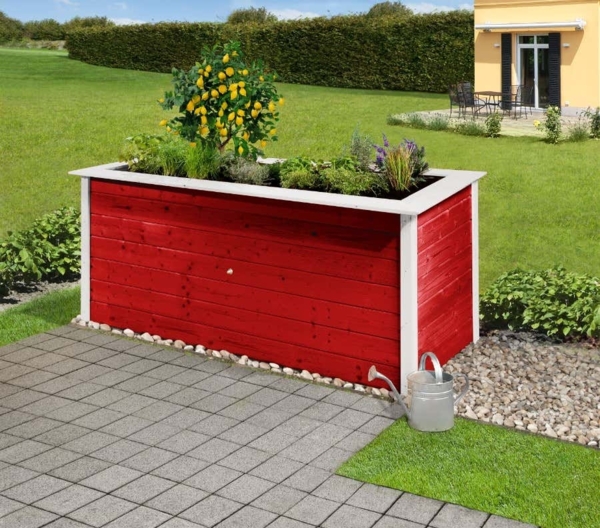 WEKA Profi-Hochbeet 669 C Hochbeet aus Holz in Rot Juwel Pflanzenaufzucht