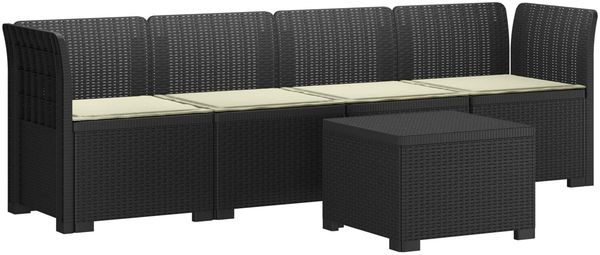 vidaXL 4-Sitzer Gartensofa mit Kissen Rattan Look PP Anthrazit 3443854