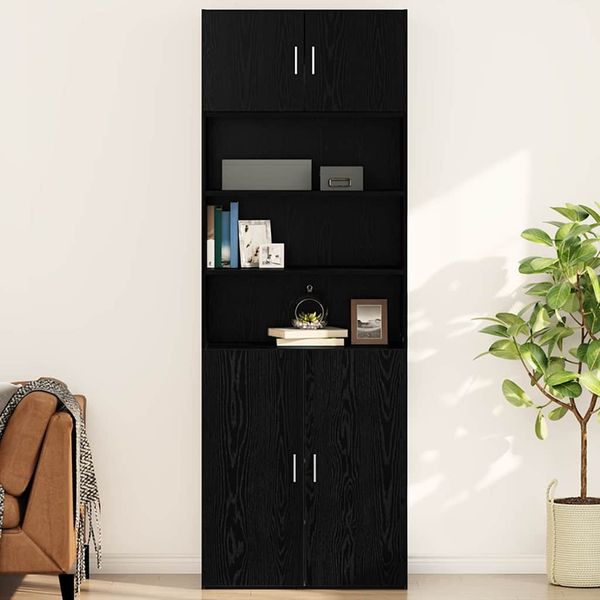 Wandschrank, Hängeschrank, Buffetschrank Wandmontiert Schwarz Eichen-Optik 80 x 42,5 x 40 cm
