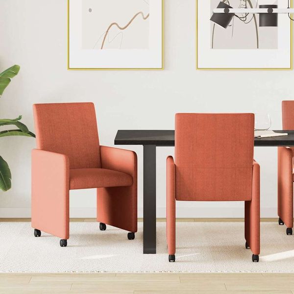 vidaXL Esszimmerstühle mit Rollen 2 pcs Rot orange 57 x 66 x 94 cm 42017806