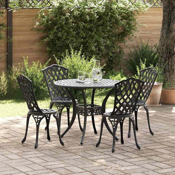 vidaXL Garten Essgruppe 5 pcs Schwarz Aluminium 3334709